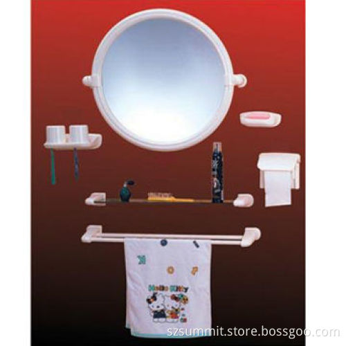 Plastic Mirror, Combined with Plastic Soap Dish, Paper Holder, Towel Rail and Resin MirrorNew